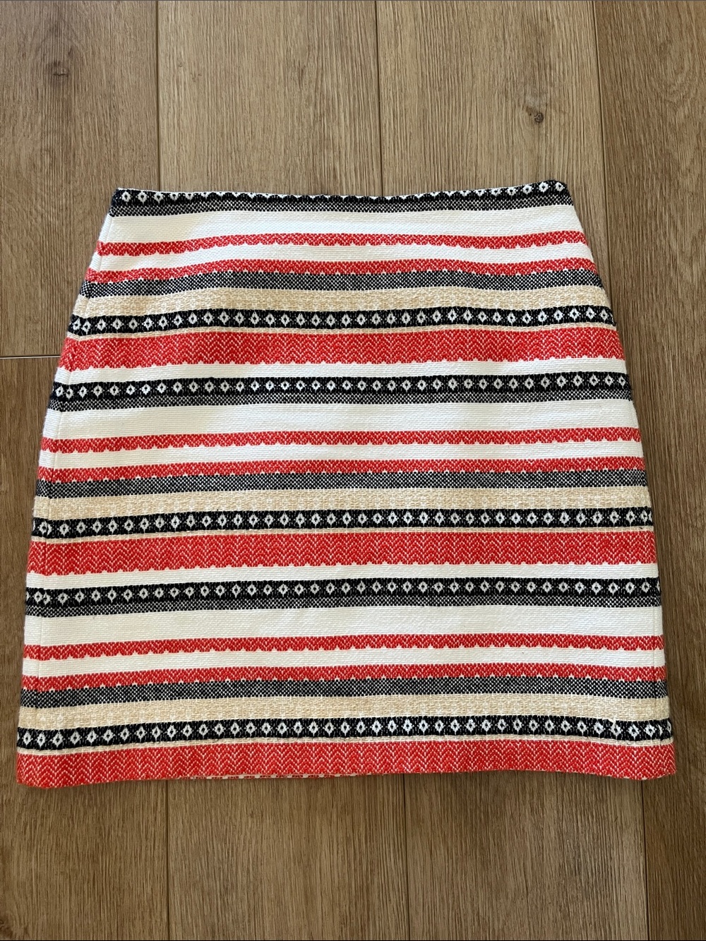 LOFT Striped Red, Black & White Mini Skirt